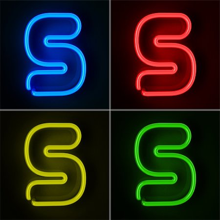 s letter designs - Highly detailed neon sign with the letter S in four colors Stock Photo - Budget Royalty-Free & Subscription, Code: 400-06061905