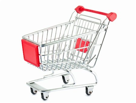 simsearch:400-04321973,k - Single empty shopping cart isolated on white background Stock Photo - Budget Royalty-Free & Subscription, Code: 400-06062131