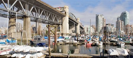 Marina Under the Burrad Bridge in Granville Island in Vancouver BC Canada Stock Photo - Budget Royalty-Free & Subscription, Code: 400-06062369