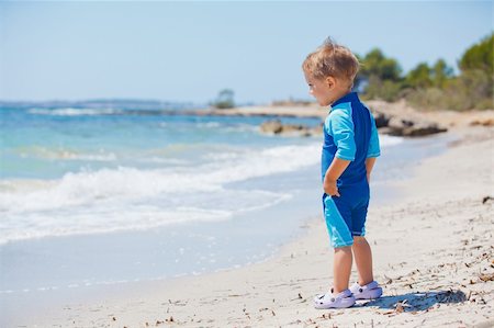 simsearch:400-04423521,k - Little cute boy on the exotic white beach, Mallorca, Spain Photographie de stock - Aubaine LD & Abonnement, Code: 400-06063097