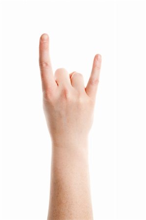 simsearch:400-04586134,k - Rock and Roll gesture of female hand isolated on white background Stock Photo - Budget Royalty-Free & Subscription, Code: 400-06063692