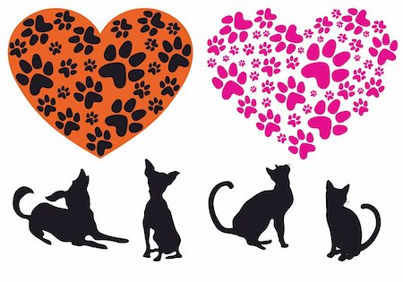 simsearch:400-06392340,k - red heart with cat and dog footprint pattern, vector background Stock Photo - Budget Royalty-Free & Subscription, Code: 400-06074043