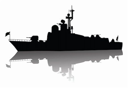 Soviet (russian) missile boat  silhouette. Vector on separate layers Stock Photo - Budget Royalty-Free & Subscription, Code: 400-06074497