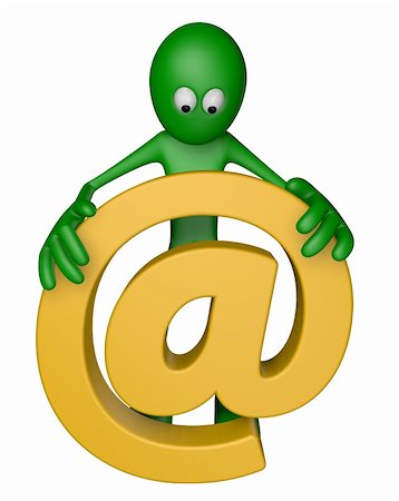 simsearch:400-04508643,k - green guy is holding email alias - 3d illustration Stock Photo - Budget Royalty-Free & Subscription, Code: 400-06074954