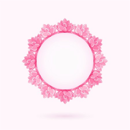 pink round flower - Invitation Card with Round Frame from Pink Lotus Flower. Vector Illustration Stock Photo - Budget Royalty-Free & Subscription, Code: 400-06075728