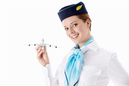 Stewardess in uniform on a white background Stock Photo - Budget Royalty-Free & Subscription, Code: 400-06075878