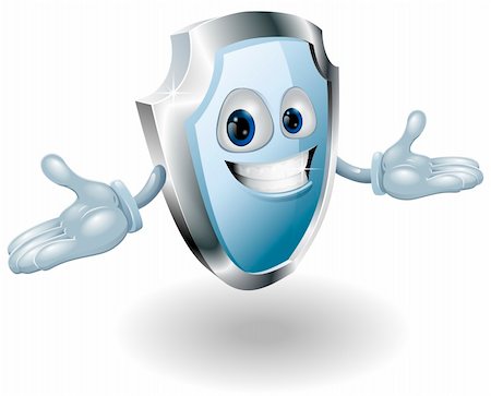 firewall white guard - Illustration of a smiling shield security character mascot Stock Photo - Budget Royalty-Free & Subscription, Code: 400-06076360