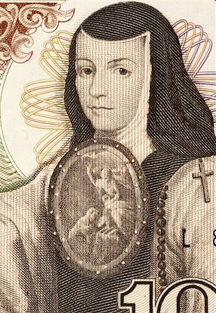 Juana Ines de la Cruz (1651-1695) on 1000 Pesos 1984 Banknote from Mexico. Self-taught scholar and poet of the Baroque school, and nun of New Spain. Stock Photo - Budget Royalty-Free & Subscription, Code: 400-06076722