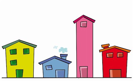 devalue - four cute color houses for sale Stock Photo - Budget Royalty-Free & Subscription, Code: 400-06077172