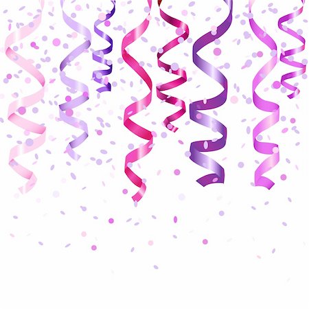 party paper falling - Lilac Curling Stream, Isolated On White Background, Vector Illustration Stock Photo - Budget Royalty-Free & Subscription, Code: 400-06077775