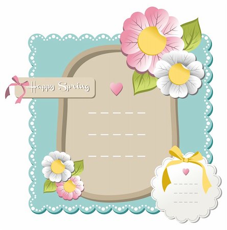 New happy spring label set with season flowers background. Vector file available. Stock Photo - Budget Royalty-Free & Subscription, Code: 400-06078127