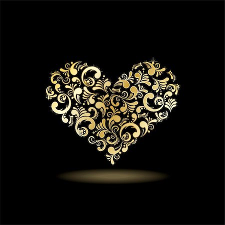 Abstract floral heart shape, vector illustration. Love Stock Photo - Budget Royalty-Free & Subscription, Code: 400-06078212