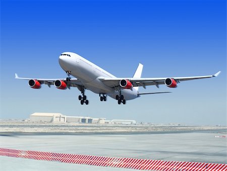 servicing a plane - big flying up passenger airplane on airport background Stock Photo - Budget Royalty-Free & Subscription, Code: 400-06078228