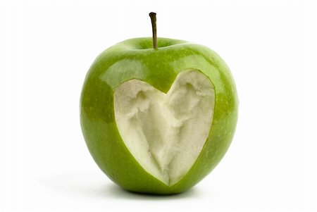 simsearch:400-05891431,k - Green apple with a bite with a shape of a heart Stock Photo - Budget Royalty-Free & Subscription, Code: 400-06078347