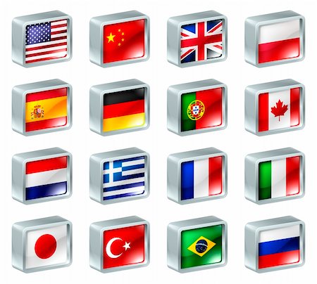 simsearch:400-04915019,k - Flag icons or buttons, can be used as language selection icons for translating web pages or region selection or similar. Stock Photo - Budget Royalty-Free & Subscription, Code: 400-06078595