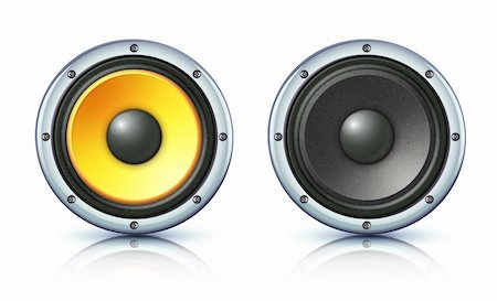 speakers graphics - Vector illustration of detailed sound loud speakers on white background Stock Photo - Budget Royalty-Free & Subscription, Code: 400-06078706