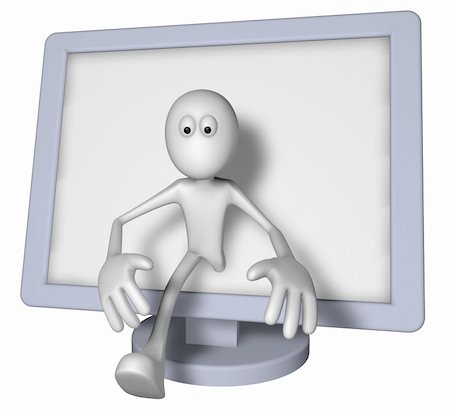 simsearch:400-06073389,k - white guy and flatscreen monitor - 3d illustration Stock Photo - Budget Royalty-Free & Subscription, Code: 400-06078873