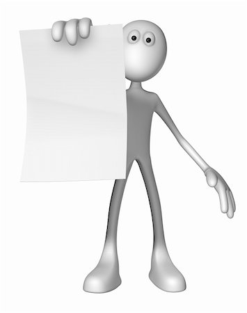 simsearch:400-06073389,k - white guy is holding blank paper sheet - 3d illustration Stock Photo - Budget Royalty-Free & Subscription, Code: 400-06079033
