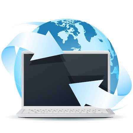 simsearch:400-04125018,k - Modern Laptop with Earth Globe Isolated on White Background Stock Photo - Budget Royalty-Free & Subscription, Code: 400-06079042