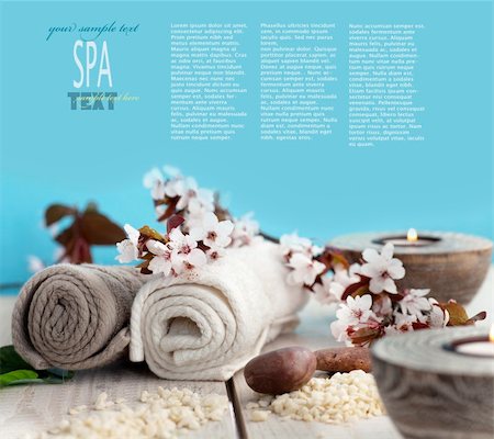 spa water background pictures - Spa and wellness setting with natural soap, candles and towel. Beige dayspa nature set with copyspace Stock Photo - Budget Royalty-Free & Subscription, Code: 400-06079581