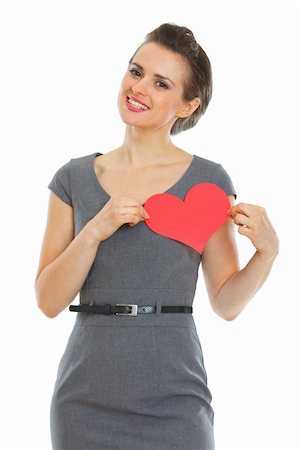 Woman in dress with paper Valentines heart Stock Photo - Budget Royalty-Free & Subscription, Code: 400-06079799