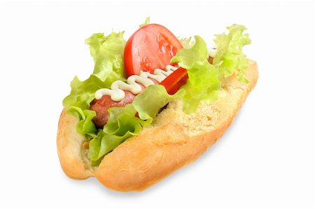simsearch:400-04587885,k - Tasty and delicious hotdog. Isolated on white. Stock Photo - Budget Royalty-Free & Subscription, Code: 400-06070298