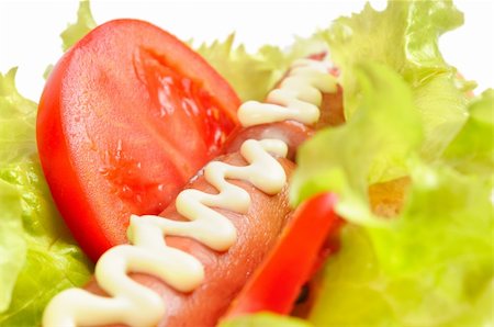 simsearch:400-04587885,k - Tasty and delicious hotdog. Isolated on white. Stock Photo - Budget Royalty-Free & Subscription, Code: 400-06070299