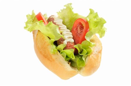 simsearch:400-04587885,k - Tasty and delicious hotdog. Isolated on white. Stock Photo - Budget Royalty-Free & Subscription, Code: 400-06070308