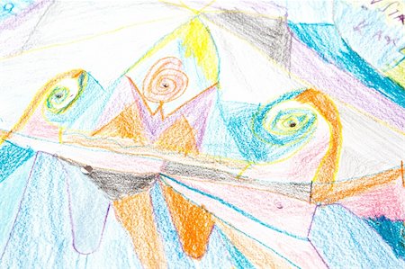 pencil painting pictures images kids - Abstract painting of 6 years old child Stock Photo - Budget Royalty-Free & Subscription, Code: 400-06070376