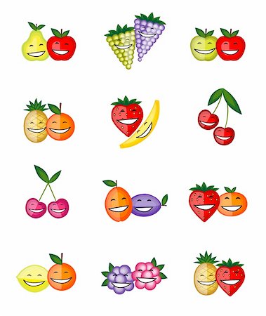 simsearch:400-04336402,k - Funny fruits smiling together for your design Photographie de stock - Aubaine LD & Abonnement, Code: 400-06070860