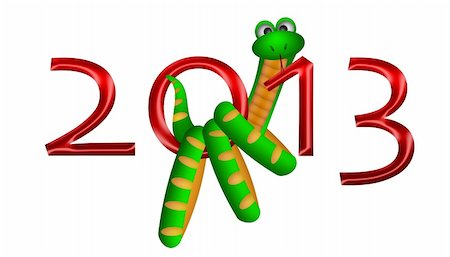simsearch:400-06366927,k - 2013 Lunar Chinese New Year of the Snake Illustration Isolated on White Background Stock Photo - Budget Royalty-Free & Subscription, Code: 400-06071660