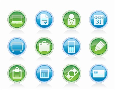 Business and office icons - vector icon set Stock Photo - Budget Royalty-Free & Subscription, Code: 400-06072038
