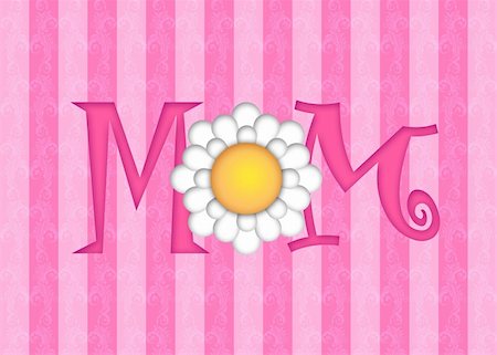 Happy Mothers Day with Daisy Flower on Pink Scroll Background Illustration Stock Photo - Budget Royalty-Free & Subscription, Code: 400-06072145