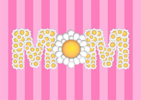 Happy Mothers Day with Daisy Flower Pattern on Pink Stripes Background Illustration Stock Photo - Budget Royalty-Free & Subscription, Code: 400-06072147