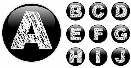 simsearch:400-04340181,k - Vector - Alphabet Chalk Letters in shiny Black Buttons Photographie de stock - Aubaine LD & Abonnement, Code: 400-06072535