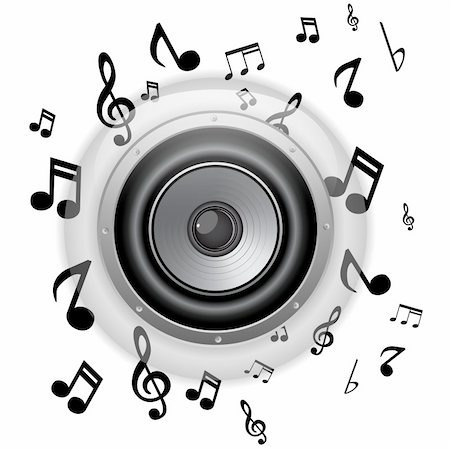 Vector - Speaker Glass Button with Music Notes Stock Photo - Budget Royalty-Free & Subscription, Code: 400-06072542