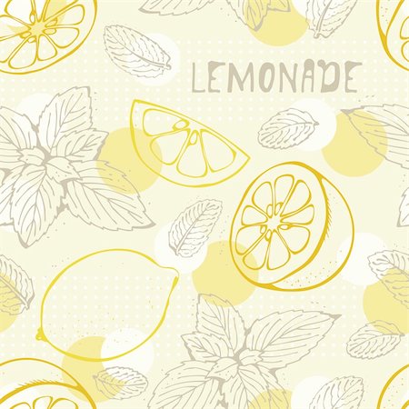 fresh air background - Lemonade seamless vector background with yellow lemons Photographie de stock - Aubaine LD & Abonnement, Code: 400-06072720