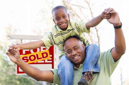 simsearch:693-03308239,k - Happy African American Father and Son in Front of Sold Real Estate Sign. Stock Photo - Budget Royalty-Free & Subscription, Code: 400-06072955