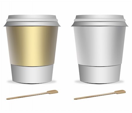 simsearch:400-05336522,k - 2 plastic coffee cup templates with stirrers over white background Stock Photo - Budget Royalty-Free & Subscription, Code: 400-06073067