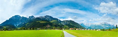 simsearch:400-05135647,k - Alps mountain meadow tranquil summer view (Austria, Gosau village outskirts). Three shots stitch image. Stock Photo - Budget Royalty-Free & Subscription, Code: 400-06073086