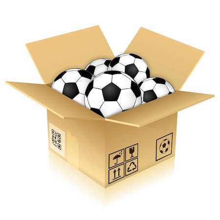 simsearch:400-06073227,k - Open Cardboard Box with Icons and Soccer Balls, vector illustration Stock Photo - Budget Royalty-Free & Subscription, Code: 400-06073245