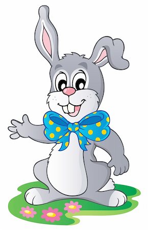 simsearch:400-04311436,k - Cute bunny with big ribbon - vector illustration. Stock Photo - Budget Royalty-Free & Subscription, Code: 400-06073736