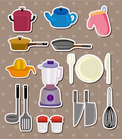 silhouette clip art homes - kitchen stickers Foto de stock - Super Valor sin royalties y Suscripción, Código: 400-06084196