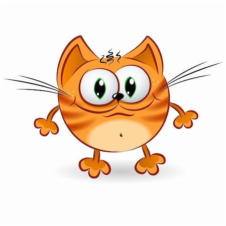 simsearch:400-08189024,k - Happy cartoon ginger cat. Illustration on white background for design Photographie de stock - Aubaine LD & Abonnement, Code: 400-06084674