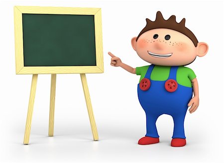 simsearch:400-06109415,k - cute little cartoon boy with blackboard - high quality 3d illustration Stock Photo - Budget Royalty-Free & Subscription, Code: 400-06084697