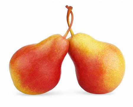 simsearch:400-07096505,k - Two ripe red-yellow pear fruits isolated on white background Stock Photo - Budget Royalty-Free & Subscription, Code: 400-06084729