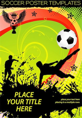 running cups - Soccer Poster with Players with Ball on grunge background, element for design, vector illustration Stock Photo - Budget Royalty-Free & Subscription, Code: 400-06084859