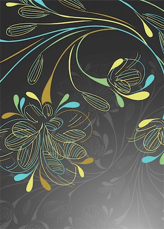 foliage drawing - floral background Stock Photo - Budget Royalty-Free & Subscription, Code: 400-06084926