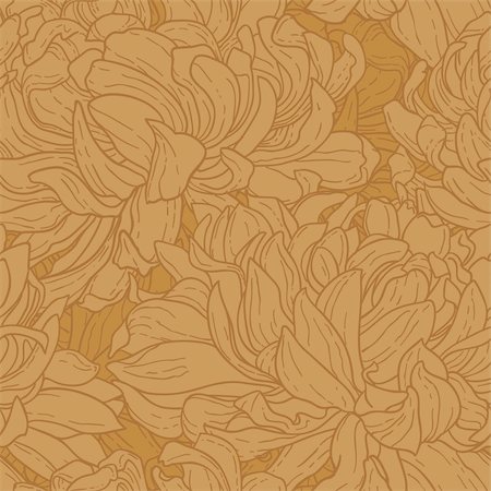 simsearch:400-06080543,k - Seamless floral pattern with hand-drawn chrysanthemum flower in brown color. Stock Photo - Budget Royalty-Free & Subscription, Code: 400-06085067