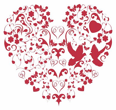 vector red vintage heart Stock Photo - Budget Royalty-Free & Subscription, Code: 400-06085395